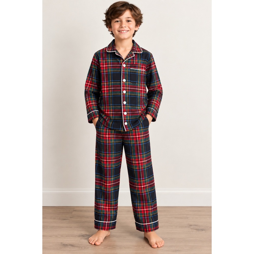 J.Crew Crewcuts Plaid Pajama Set Kids L 10-11 Christmas Holiday Sleepwear